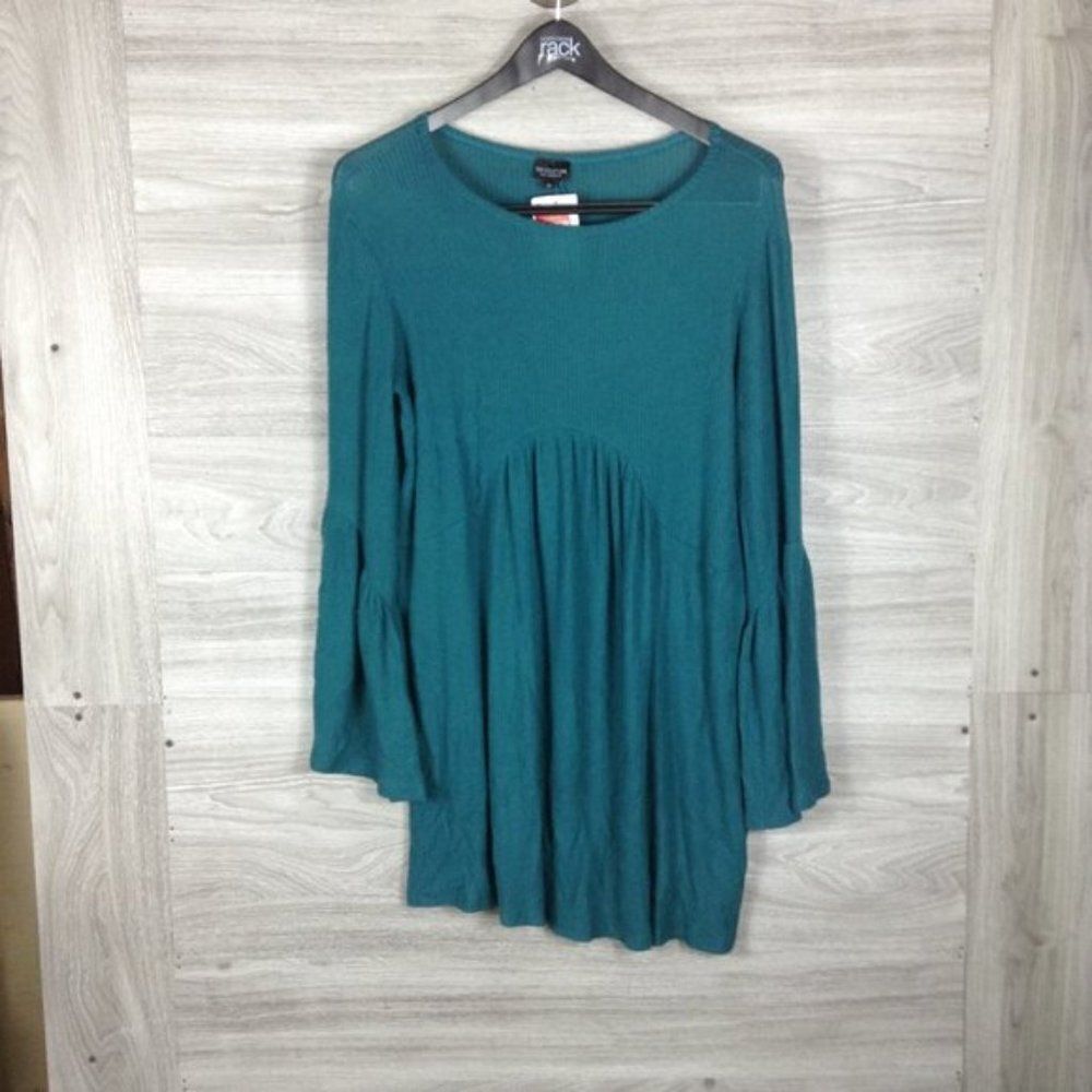 Go Couture Green Bell Sleeve Boat Neck Dress size S